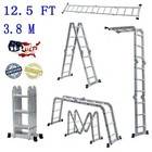 12 5ft Multi Purpose Aluminum Folding Step Ladder Scaffold Extendable Fold Step