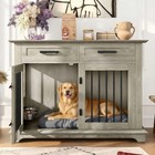 44 48  Large Dog Crate Furniture Indoor Wooden Dog Kennel End Table W 2 Drawers