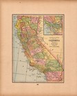 1895 Antique California Map George Cram State Map Of California Wall Decor 3187