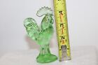 Green Depression Style Glass Rooster Chicken Figurine Vintage Style Farmhouse