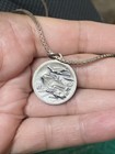 Vtg Sterling Silver Travelers Medal St Saint Christopher Necklace Chain 24   