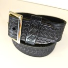 Aker B03-38 Duty Belt Black Basket Weave Leather Police Officer Belt Sz 38 Usa
