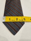 The Bespoke Tie- Grey With Gold burgundy Repp Stripes  100  Silk Made In England