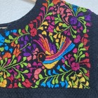 Handmade Huipil Blouse Womens Medium Embroidered Bird Floral Top Mexican Boho