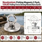Neodymium Fishing Magnets 2 Pack  128lbs Pulling Force Strong Round Rare Earth