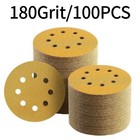 100pcs 5 Inch Sanding Discs 180 Grit Hook Loop 8-hole Sandpaper Hook And Loop