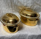 Retro 70s Set Of 2 Royal Worcester Casserole Luster Gold Shape 24  Sz 4 5