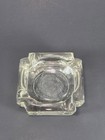 Clear Glass Ashtray Mcm Heavy Square Ice Block Cigarette Art Deco Vtg Lounge