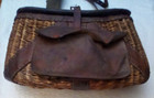 Vintage Wicker Fishing Creel With Leather Pouch