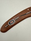 Hand-painted Aboriginal Boomerang With Lizard Artwork Australian Style Wood Deco