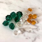 Vintage Antique Small Glass Buttons Green  Amber  Clear  Lot Of 17 Buttons 