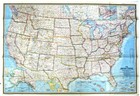     1968-2 February Large Map Of The United States Usa Us National Geographic - A3