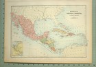 1876 Antique Map   Mexico Central America West Indies Cuba Jamaica Honduras