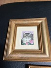 3 Rare Miniature Cat Watercolor Paintings Sharon Jarvis Artist Signed Lot