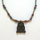 Hawaiian Tiki Pendant Necklace Lacquer Wood Bead