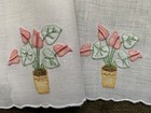 Vintage Cocktail Napkins Madeira Embroidered Pink Flower In Flower Pot  Set Of 4