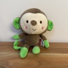 Fisher Price Snugamonkey Brown   Green Plush 8    Toy Lovey Rare Htf Long Tail