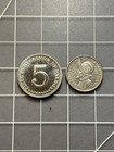 1968 Panama 5 Centesimos Lot Of 2 Large   Small Size Copper-nickel Km 17 2