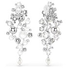 Swarovski Constella Pierced Earrings Crystal-like Pearl  Round Cut White Rhodium