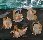 Old Htf 5 Poses Bath Baby Dumbo Letters Spell Name Bootleg Eu Disney Pin Set Le