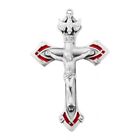 Large Sterling Silver Holy Spirit Red Crucifix Cross Pendant Medal Necklace