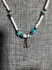 Antique Vintage Native Navajo Sterling Silver Plated Shell Bead Necklace 14 