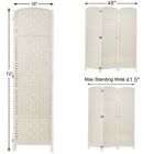 3 Panel Folding Room Divider Weave Fiber Sturdy Privacy Folding Screen White