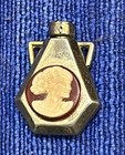 Vintage Mini Hexagon Shaped Perfume Bottle   Cameo Pendant W Vtg Gift Box
