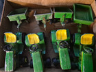 4 Vintage 1960 s 70 s Ertl John Deere 140 Lawn Garden Tractor W  Dump Carts 1 16