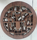 Two Antique Chinese Hand Carved And Hand Painted Wood Relief Wall Plaques 
