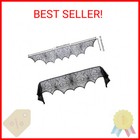 Halloween Cobweb Fireplace Scarf  Black Lace Spiderweb Mantle Scarf For Hallowee