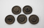 Antique Buttons Horn Large 1 5  Diameter Dark Brown 4 Hole Coat Buttons