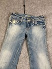 Miss Me Bootcut Jeans Girls 26 Reno Light Blue Denim Low Rise Eyelet Lace Pocket