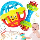 2pcs Baby Rattle Toys 0-12 Months Sensory Shaker Grab Spin Educational Infant To