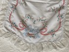 Bluebirds  Vintage Dresser Scarf Embroidered   Eyelet Lace   Lovebirds