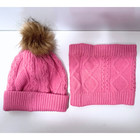 Toddler Girls Pink Knit Winter Hat Scarf Set Faux Fur Pom 2t 3t Warm Cozy Cute