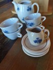 10 Piece Vintage Handpainted Delft Like Blue Miniature Tea Set Unbranded  as Is 