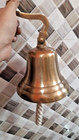 Nautical Hanging Door Ship Bell Vintage Brass Big With Wall Mounted Bracket