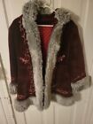 Rare Vtg Ilgwu Junior 32  Concepts 70s Embroidered Faux Fur Hood Winter Coat 