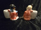 Vintage Royal Copley Pottery Asian Oriental Boy   Girl Planters Set