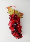 3 Vintage Faceted Lucite Acrylic Plastic Grapes Cluster Red Green Yellow - As Is