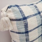 Allen   Roth 20-in X 20-in Navy And White Plaid Indoor Decorative Pillow