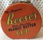Vintage Round Reese s Peanut Butter Cup Tin With Handle  Mini Cups Around Sides