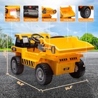 Kids  12v Electric Ride-on Dump Truck With Electric Bed  Shovel   Music Feature 