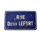 Large Antique French Street Sign Plaque Blue Enamel Rue Docteur Lefort 20 