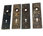 4  1890   s Era Eastlake Victorian Escutcheon Door Knob Backplates Keyhole