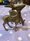 Vintage Brass Deer Reindeer Statue Set Of 2 Buck And Doe 4 1 2  And 7  Tall