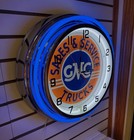 Vintage Gmc Sales   Service Trucks Sign 18  Metal Neon Clock