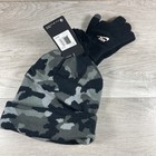 Nike Big Boys Futura Grey Camo Beanie And Gloves Set Black Youth Sz 8 20 New