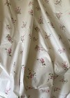 Vintage Mid Century Floral Roses Fine Polished Cotton Fabric   Pink White Green